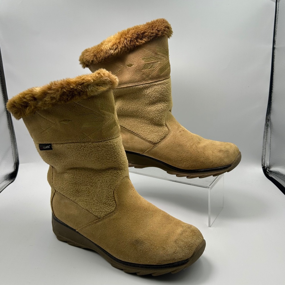 Sporto Winter Boots Women 8M Tan Waterproof Polartec Faux Fur Gorpcore Snow